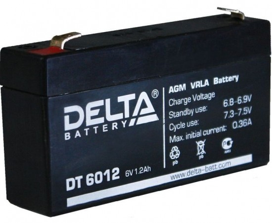Аккумулятор Delta DT 6012, 1.2 А/ч