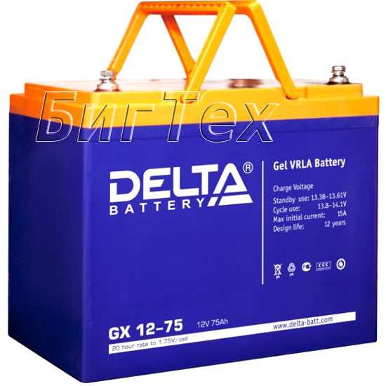 Аккумулятор Delta GX 12-75, 75 А/ч