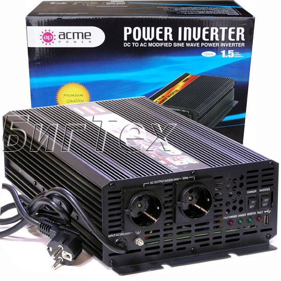 Автоинвертор AcmePower AP-CPS-1500/24 «чистый синус» с зарядным устройством