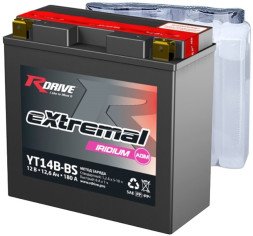 Мото аккумулятор RDrive Iridium YT14B-BS AGM 12.6 Ач