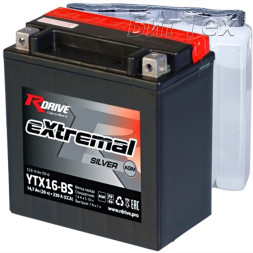 Мото аккумулятор RDrive Silver YTX16-BS AGM 14.7 Ач