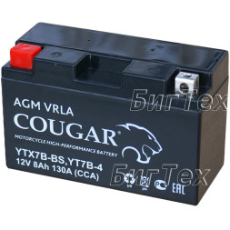 Мото аккумулятор COUGAR YT7B-BS AGM VRLA 8 Ач