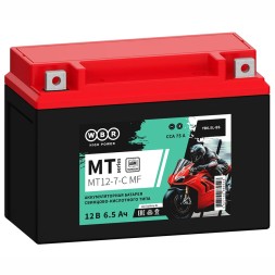 Мото аккумулятор WBR MT12-7-C 6.5 Ач (YB6.5L, 12N6.5) 