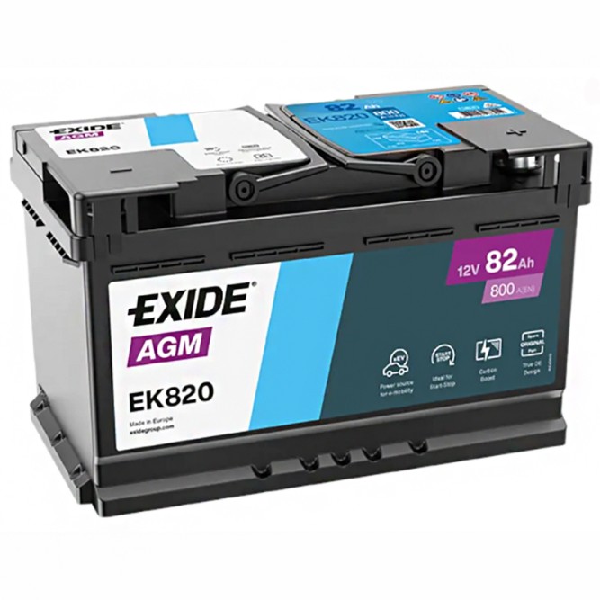 Аккумулятор автомобильный EXIDE AGM Start-Stop EK820 82Ah 800A