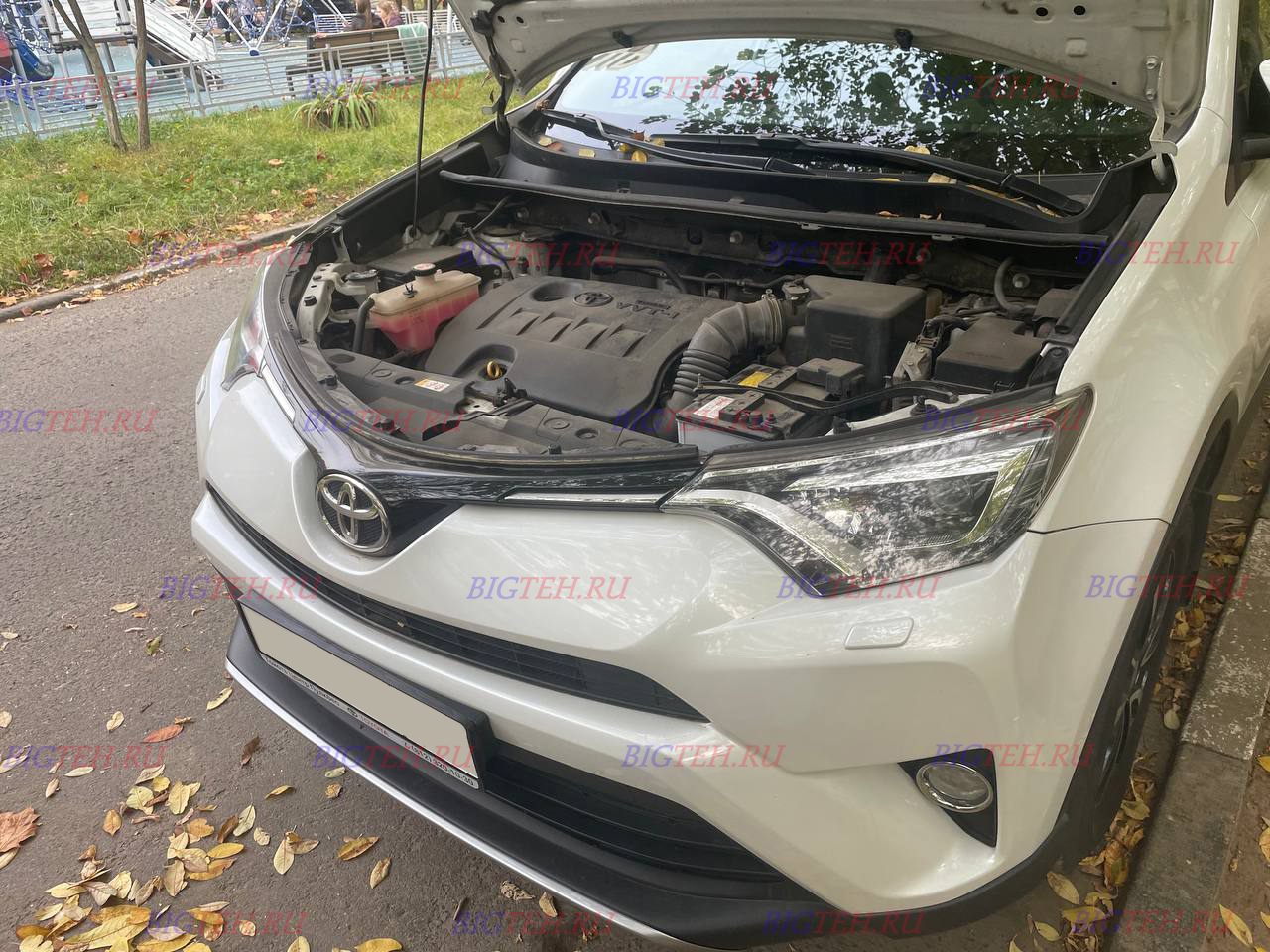 Вид спереди. Замена аккумулятора на Toyota RAV4 IV бензин 2.0 (2012-2015)
