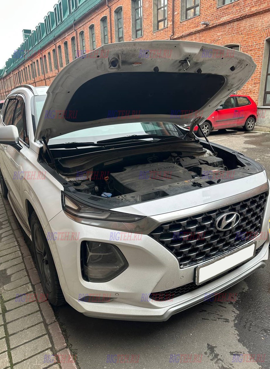 Под капотом. Замена аккумулятора на Hyundai Santa Fe IV дизель 2.2 (190/200 л.с.) 2019г