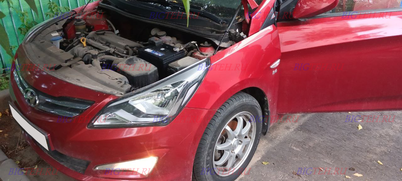 Новый акб. Замена аккумулятора на Hyundai Solaris I Рестайлинг бензин 1.6 (123 л.с.) 2014-2017