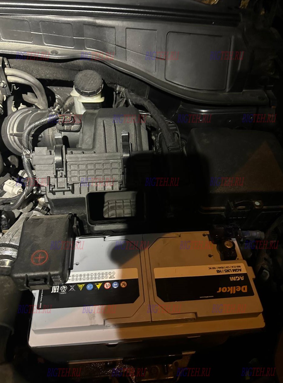 Новый акб. Замена аккумулятора на Hyundai Santa Fe IV дизель 2.2 (190/200 л.с.) 2018-2020