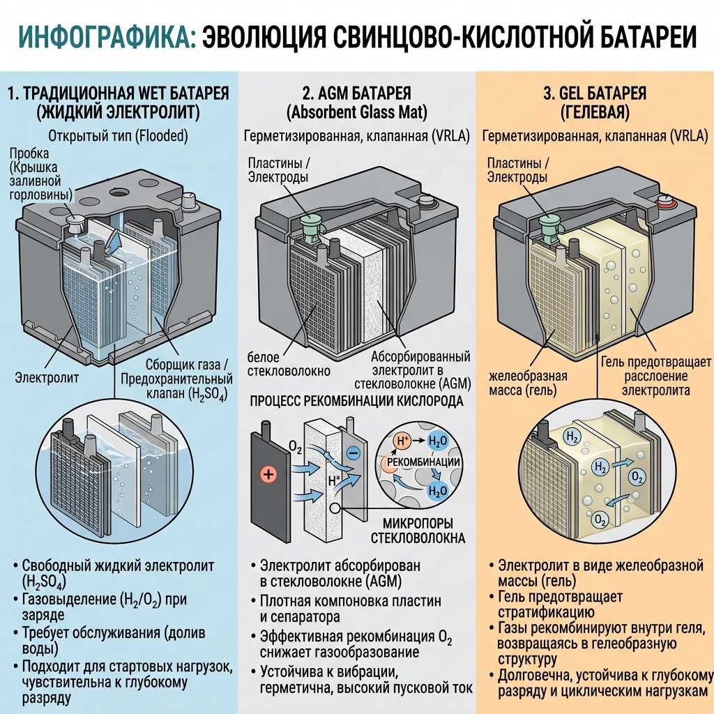 Эволюция свинцово-кислотной батареи