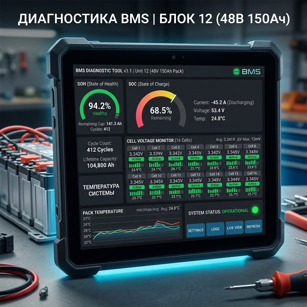 Анализ истории эксплуатации АКБ через BMS и диагностическое ПО Анализ истории эксплуатации АКБ через BMS и диагностическое ПО