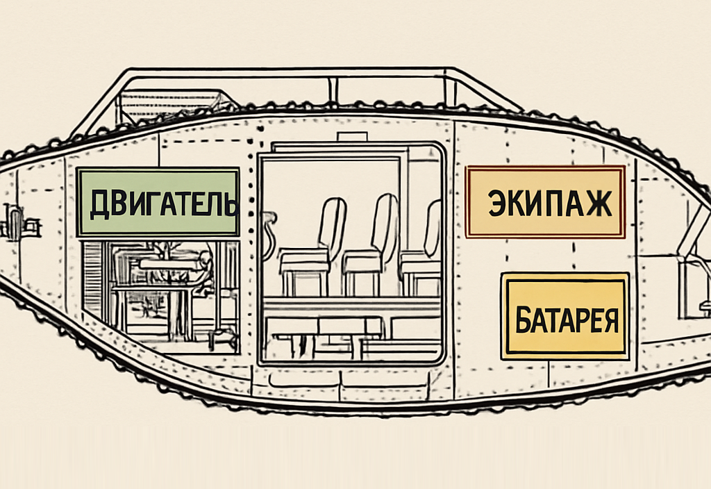 Электрическая система первых танков была простой: аккумуляторы чаще всего обслуживали освещение и отдельные вспомогательные цепи Электрическая система первых танков была простой: аккумуляторы чаще всего обслуживали освещение и отдельные вспомогательные цепи