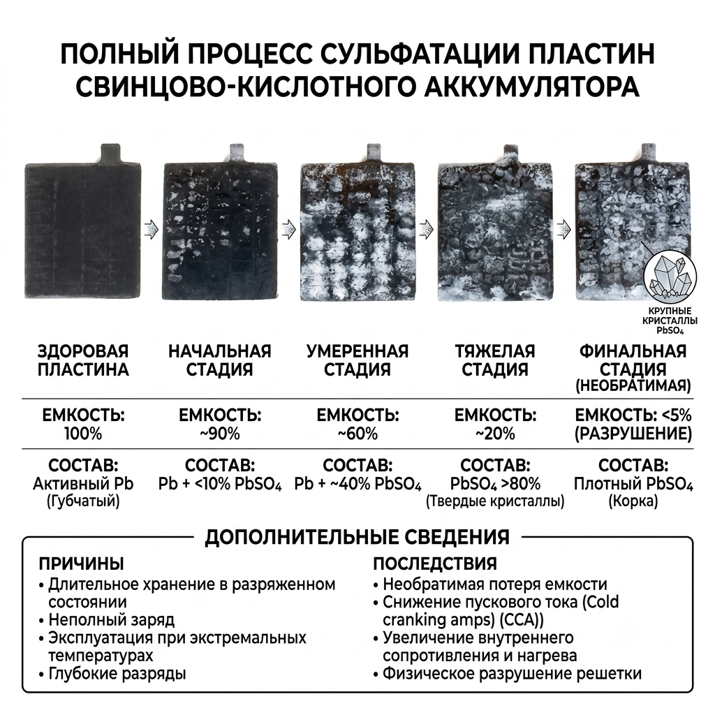 Процесс сульфатации пластин