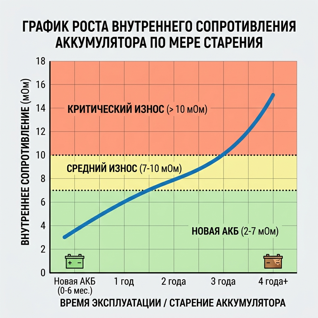 Рост внутреннего сопротивления как признак старения аккумулятора Рост внутреннего сопротивления как признак старения аккумулятора