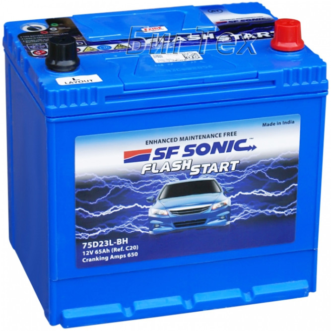 Аккумулятор автомобильный SF SONIC 75D23L 65 Ач 650А