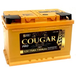 Аккумулятор автомобильный Cougar PRO 75 Ач 730А обр. пол.