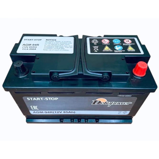 Аккумулятор автомобильный DEKAPOWER AGM-94R 85Ah 850A 