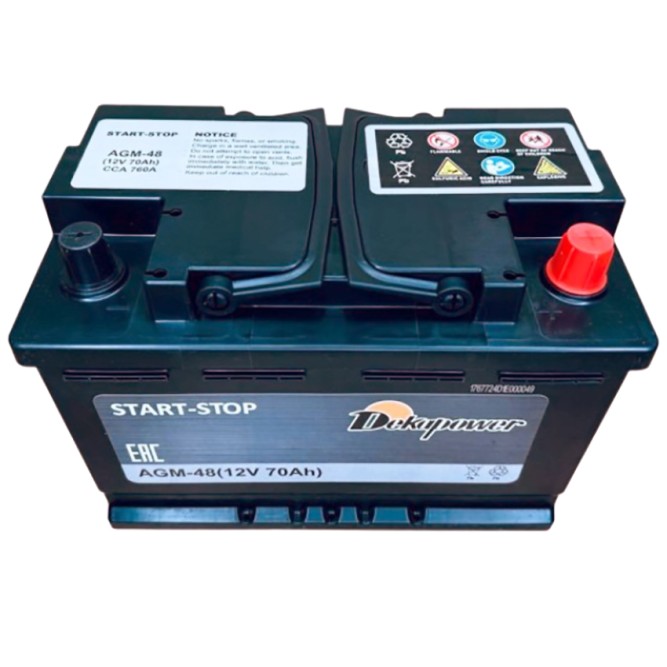 Аккумулятор автомобильный DEKAPOWER AGM-48 70Ah 760A