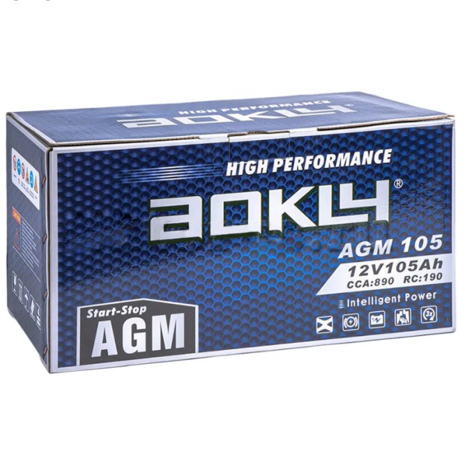 Аккумулятор автомобильный AOKLY AGM L6 105Ah 890A о.п.