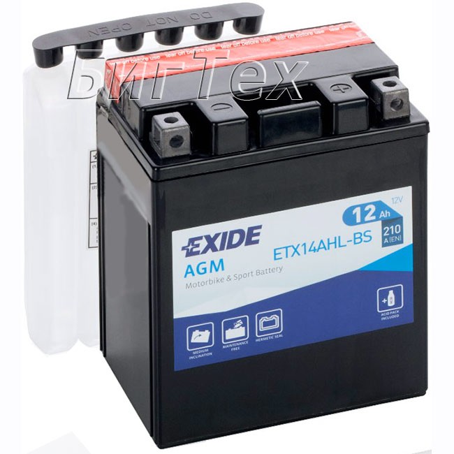 Мото аккумулятор EXIDE ETX14AHL-BS 12 Ач (YTX14AHL-BS)