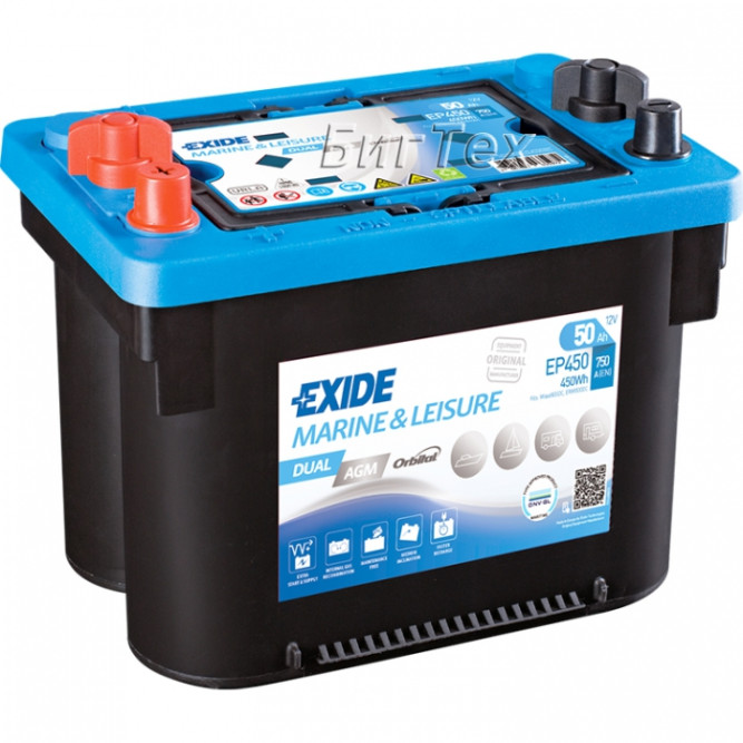 Аккумулятор лодочный EXIDE MARINE AGM EP450, 50 Ач