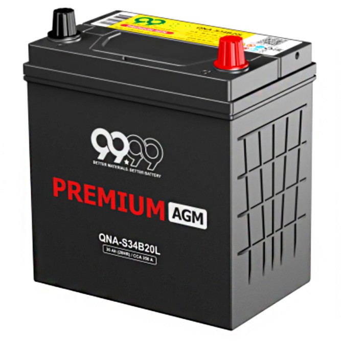 Аккумулятор автомобильный 9999 PREMUIM AGM ASIA QNA-S34B20L 36Ач 350А