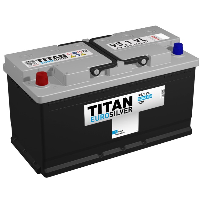 Аккумулятор автомобильный TITAN EURO SILVER 95 Ач 840A пр. пол.
