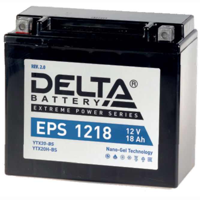 Мото аккумулятор DELTA EPS 1218 (YTX20-BS, YTX20H-BS) 18 Ач