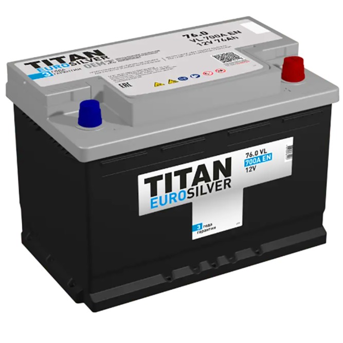 Аккумулятор автомобильный TITAN EURO SILVER 76Ah 700А обр. пол.