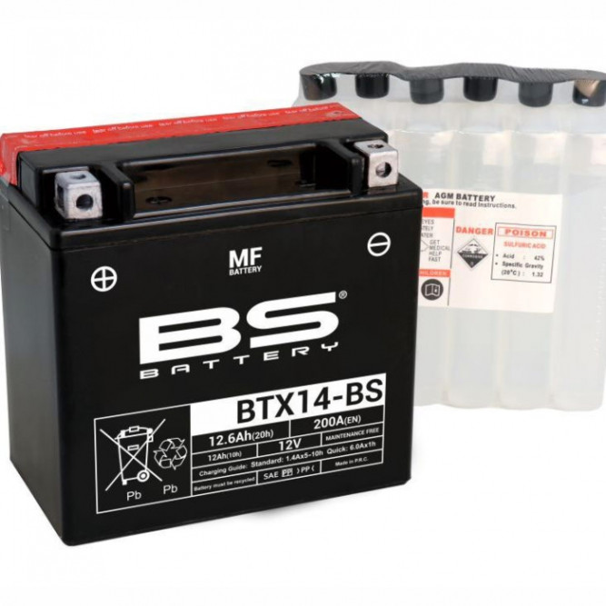 Мото аккумулятор BS BTX14-BS 12.6 Ач (YTX14-BS)