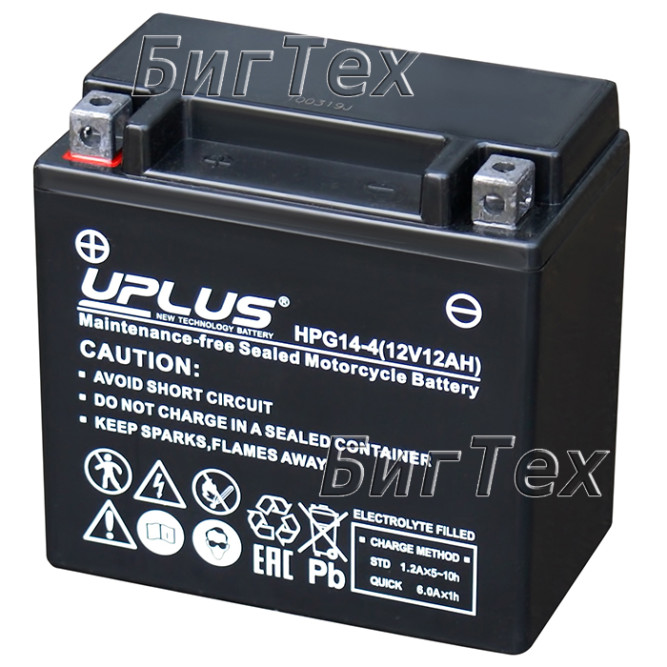 Мото аккумулятор Uplus HPG12B-4 Nano Gel 10 Ач (YT12B)