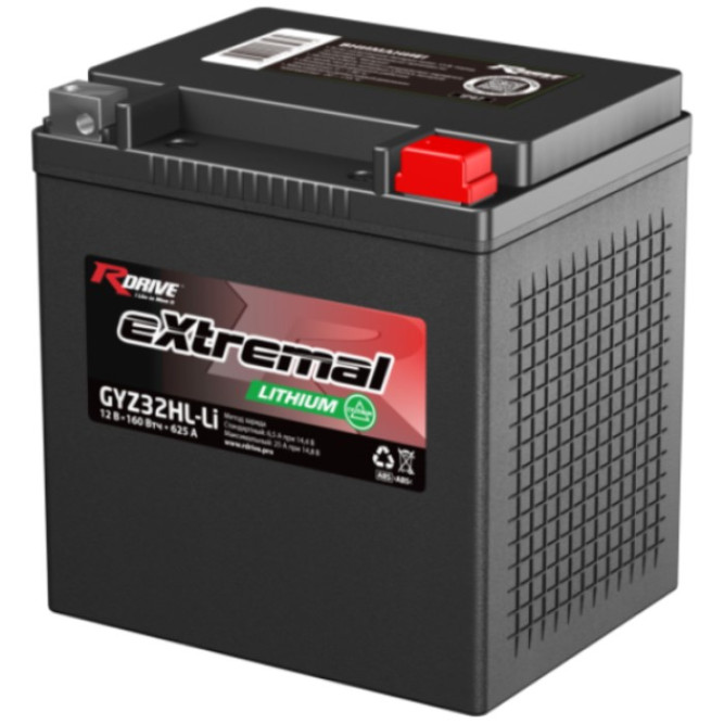 Мото аккумулятор литиевый RDRIVE eXtremal LITHIUM GYZ32HL-Li 40Ач 625А