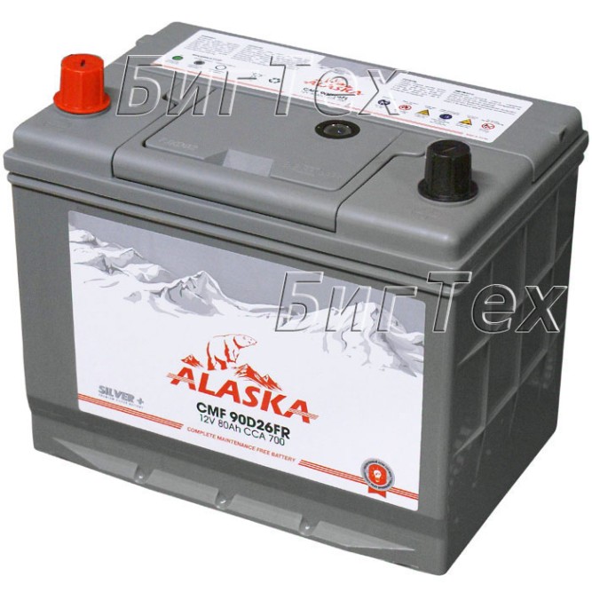 Аккумулятор автомобильный Alaska 90D26FR CMF 80 Ач