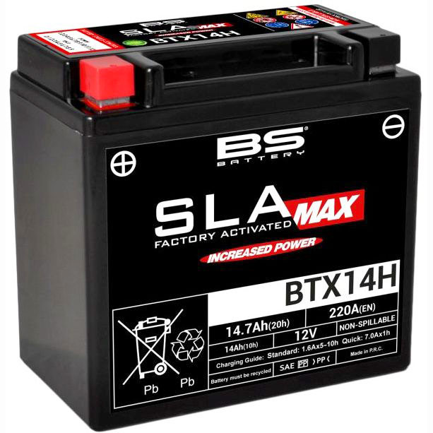 Мото аккумулятор BS BTX14H SLA MAX 14.7 Ач (YTX14H)