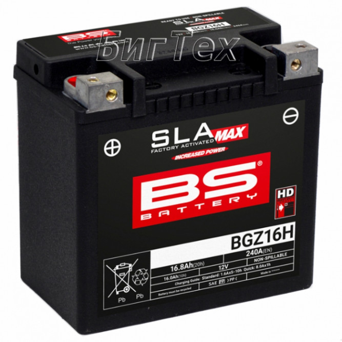 Мото аккумулятор BS BGZ16H SLA MAX 16.8 Ач (YTX14H)