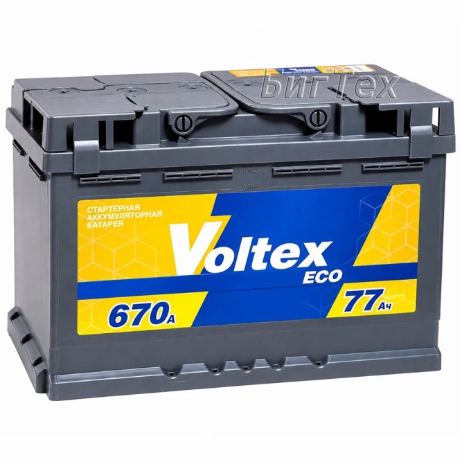 Аккумулятор автомобильный Voltex Eco 77 Aч 670А о.п 