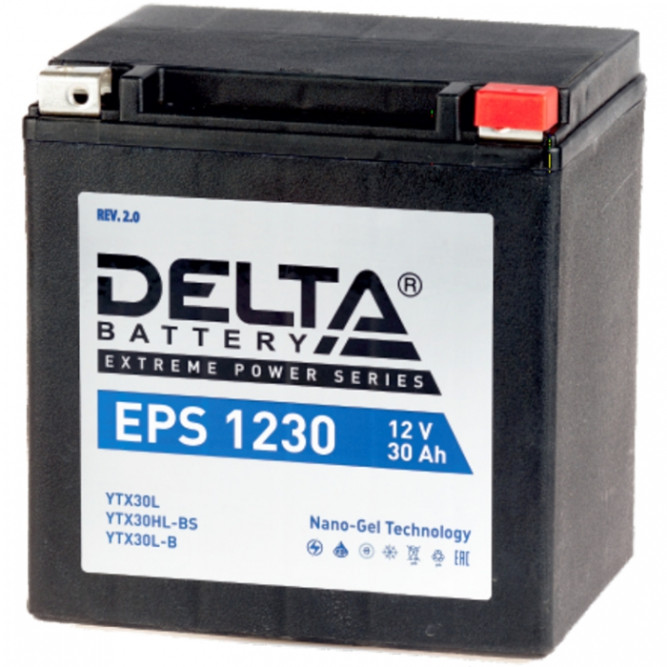 Мото аккумулятор DELTA EPS 1230 (YTX30HL-BS, YTX30L-BS) 30 Ач