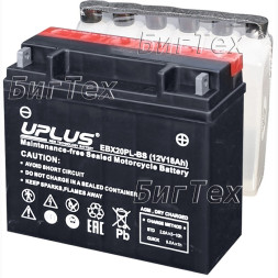 Мото аккумулятор Uplus EBX20PL-BS AGM 18 Ач (YT19BL)