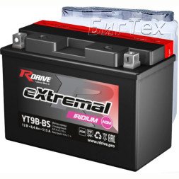 Мото аккумулятор RDrive Iridium YT9B-BS AGM 8.4 Ач