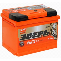 Аккумулятор автомобильный Зверь EFB 60Ач 640A обр. пол.