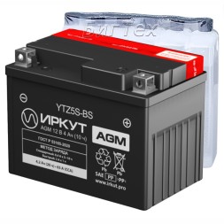 Мото аккумулятор ИРКУТ YTZ5S-BS AGM 4.2 Ач