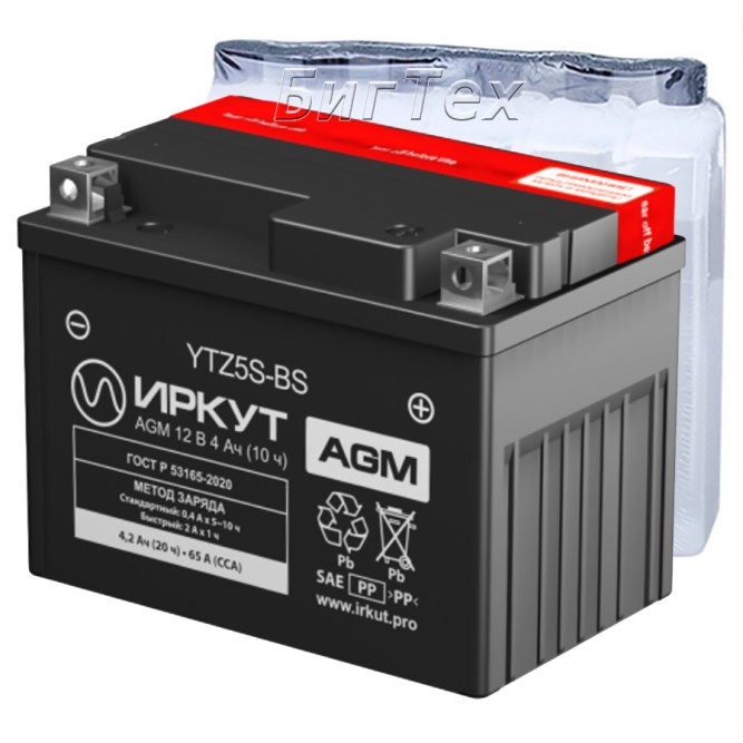 Мото аккумулятор ИРКУТ YTZ5S-BS AGM 4.2 Ач