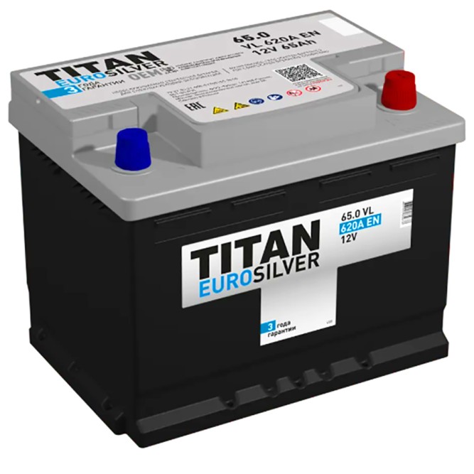 Аккумулятор автомобильный TITAN EURO SILVER 65Ah 620A обр. пол.