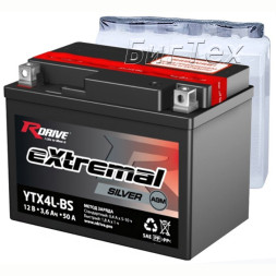 Мото аккумулятор RDrive Silver YTX4L-BS AGM 3.6 Ач