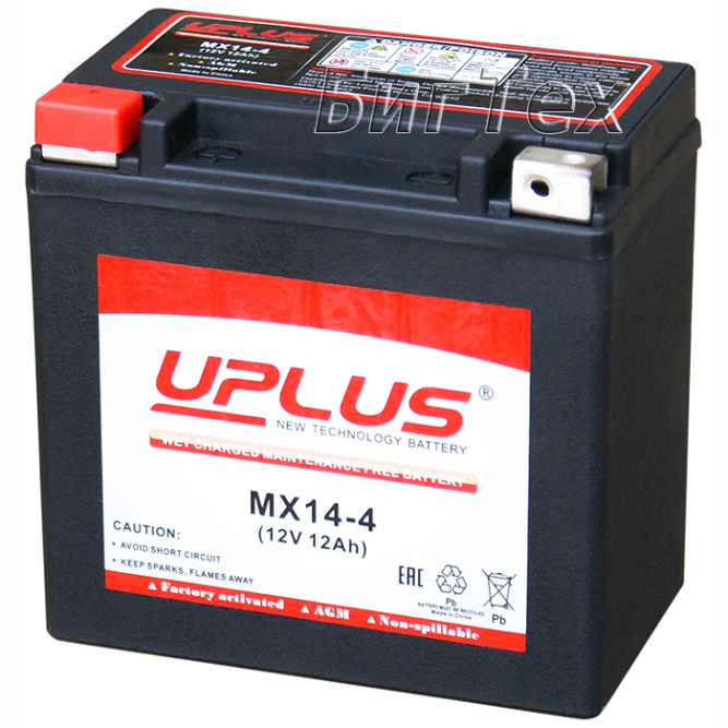 Мото аккумулятор Uplus MX14-4 AGM 12 Ач (YTX14H)