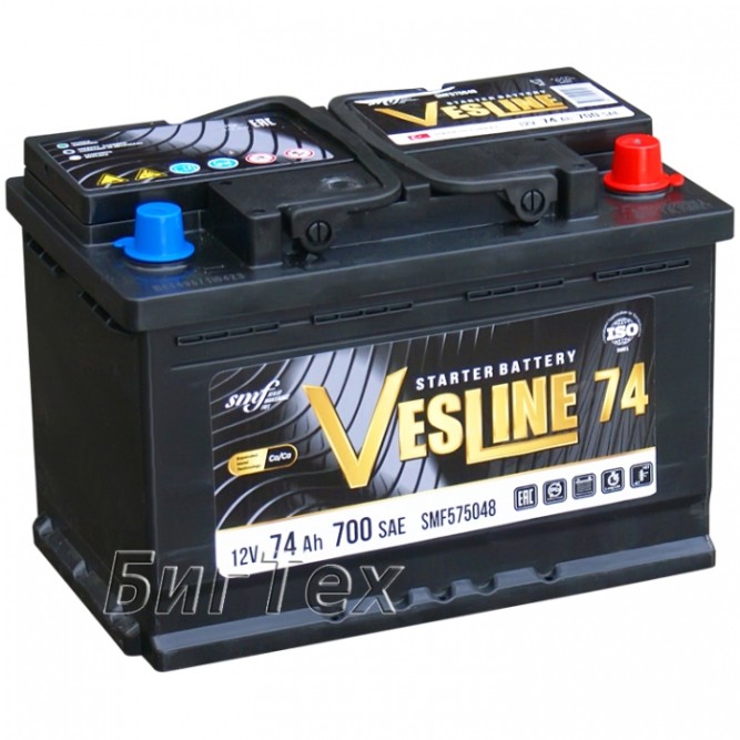 Аккумулятор автомобильный VESLINE LB3, 74 Ач (низкий)
