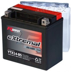 Мото аккумулятор RDrive Silver YTX14-BS AGM 12.6 Ач