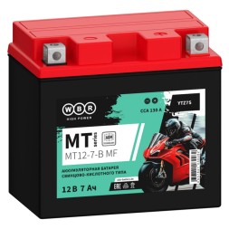 Мото аккумулятор WBR MT12-7-B AGM 7 Ач (YTZ7S-BS)