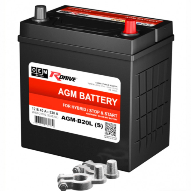Аккумулятор автомобильный RDrive OEM AGM-B20L(S) S34B20L 40Ah