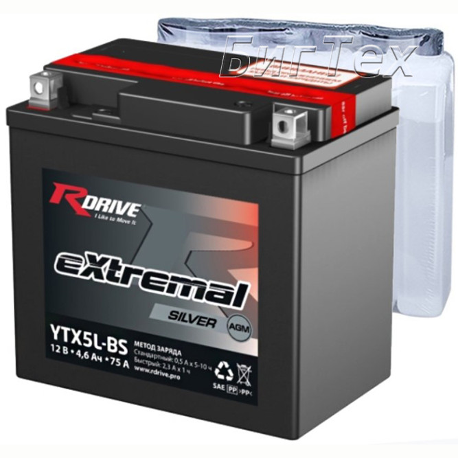 Мото аккумулятор RDrive Silver YTX5L-BS AGM 4.6 Ач