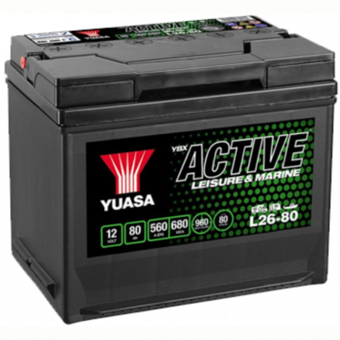 Аккумулятор лодочный YUASA ACTIVE Marine L26-80, 80 Ач